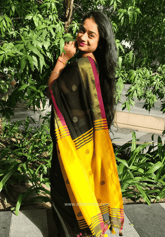 Black and gold Nayika handloom saree
