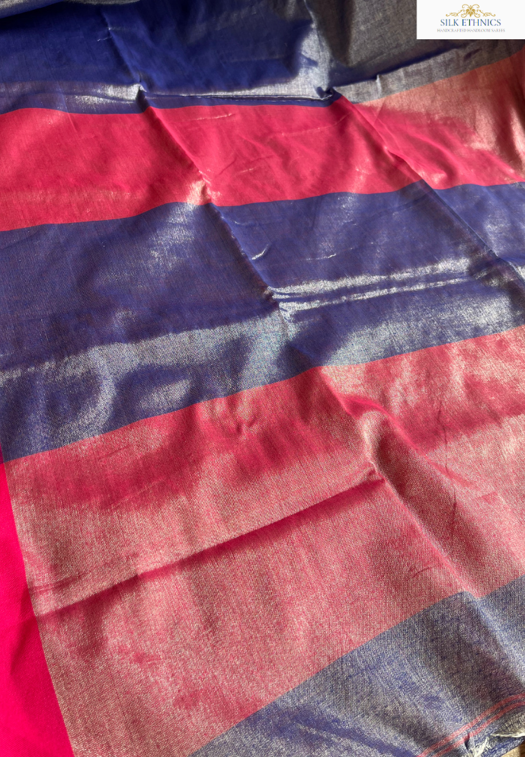 Sapphire blue tissue silk saree