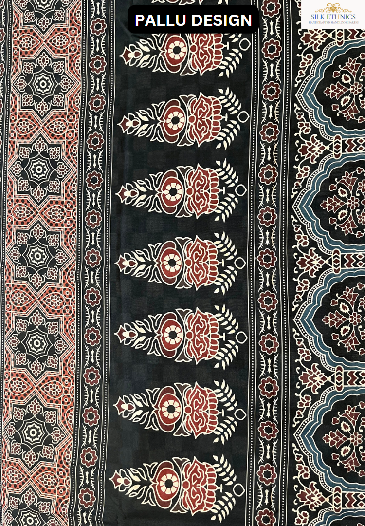 Ready to wear Ajrakh soft silk saree
