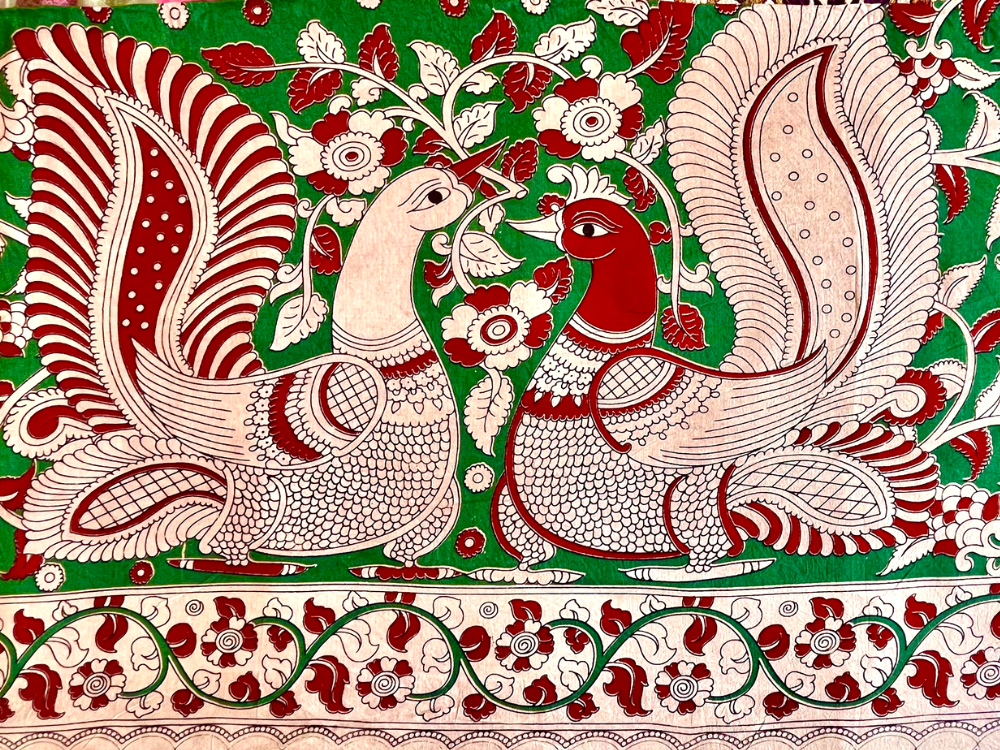 Rich red Kalamkari Mahati mulcotton saree