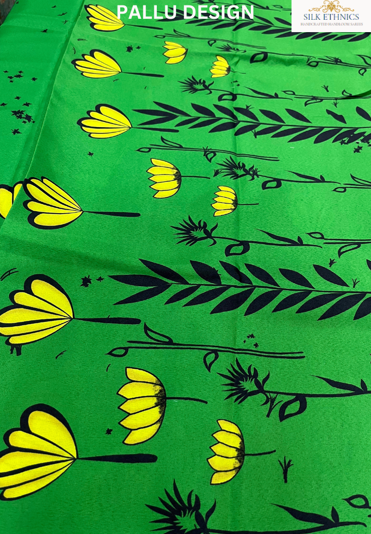 Green and yellow soft mashru silk saree