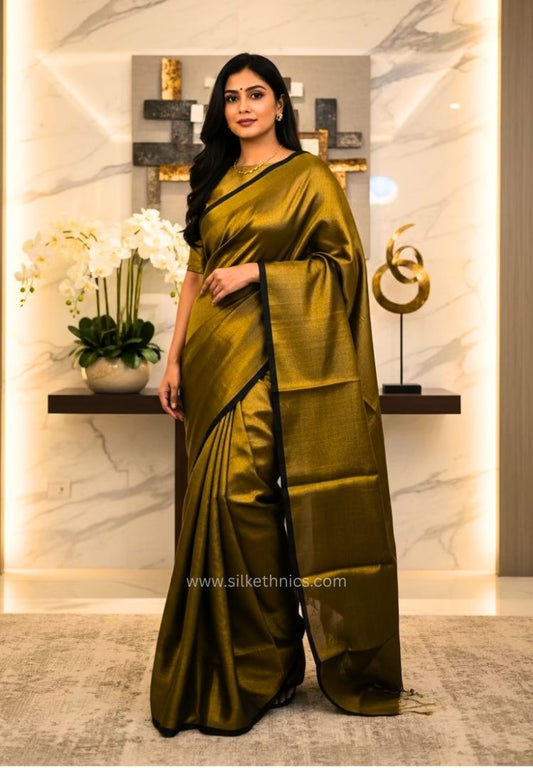 Antique Gold Raaga handloom tissue saree - Aabha