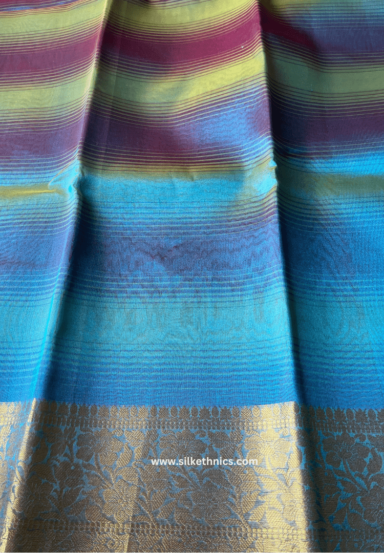 Azure Blue tissue organza Banarasi saree