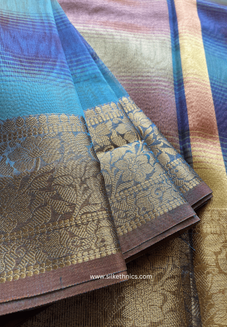 Azure Blue tissue organza Banarasi saree