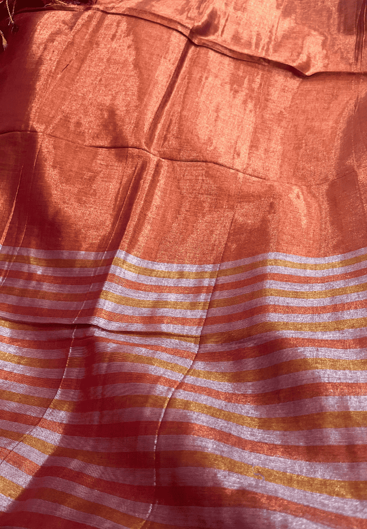 Rust orange Raga tissue saree