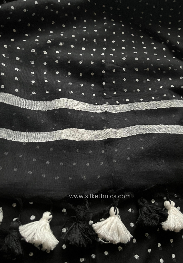 Black and white Rangreet Polka dot saree
