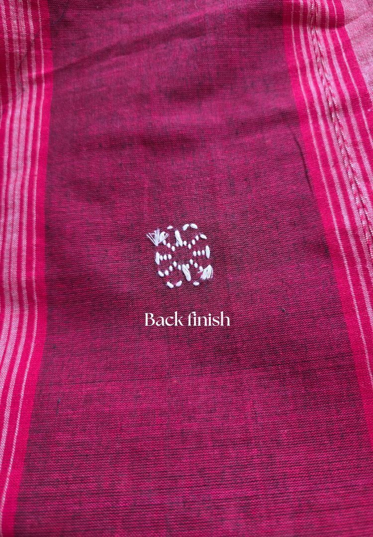 Deep Blue and Red Ikkat weaving Dhaniakhali handloom cottton saree