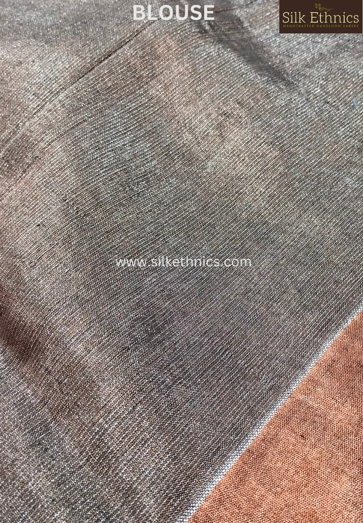 Metallic bronze tissue linen saree