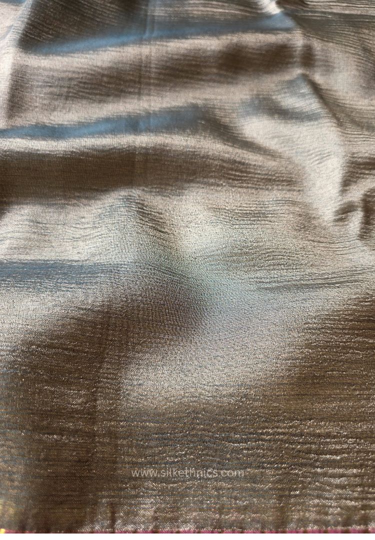 Champagne Gold Banarasi Crushed Tissue saree