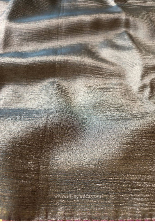 Champagne Gold Banarasi Crushed Tissue saree