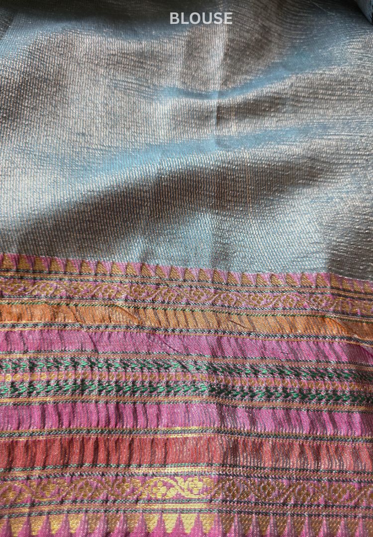 Champagne Gold Banarasi Crushed Tissue saree