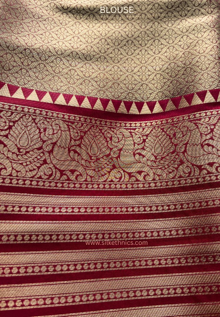 Deep Brown & Red Banarasi Sneha designer silk saree
