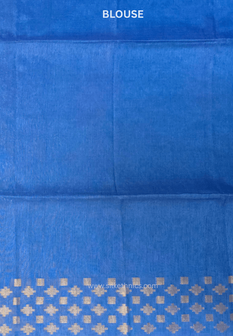 Cobalt Blue Kota Linen Silk cutwork saree