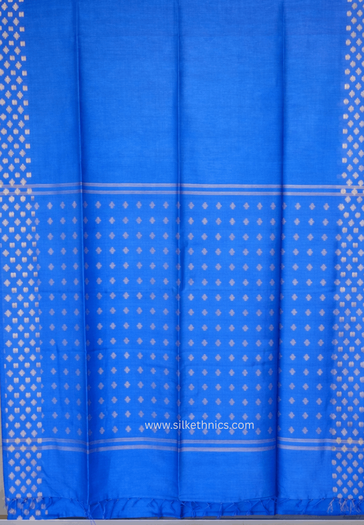 Cobalt Blue Kota Linen Silk cutwork saree