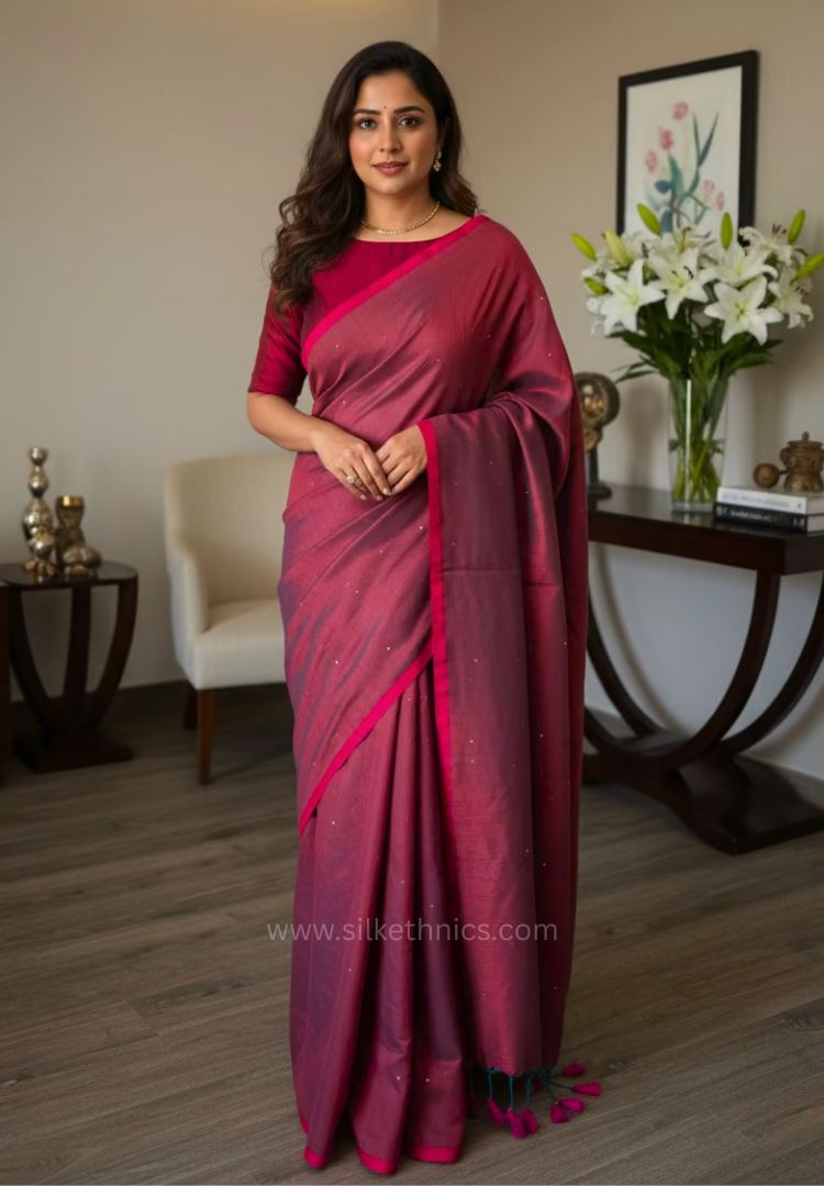 Copper Rust pure handloom mulcotton Ruhani saree
