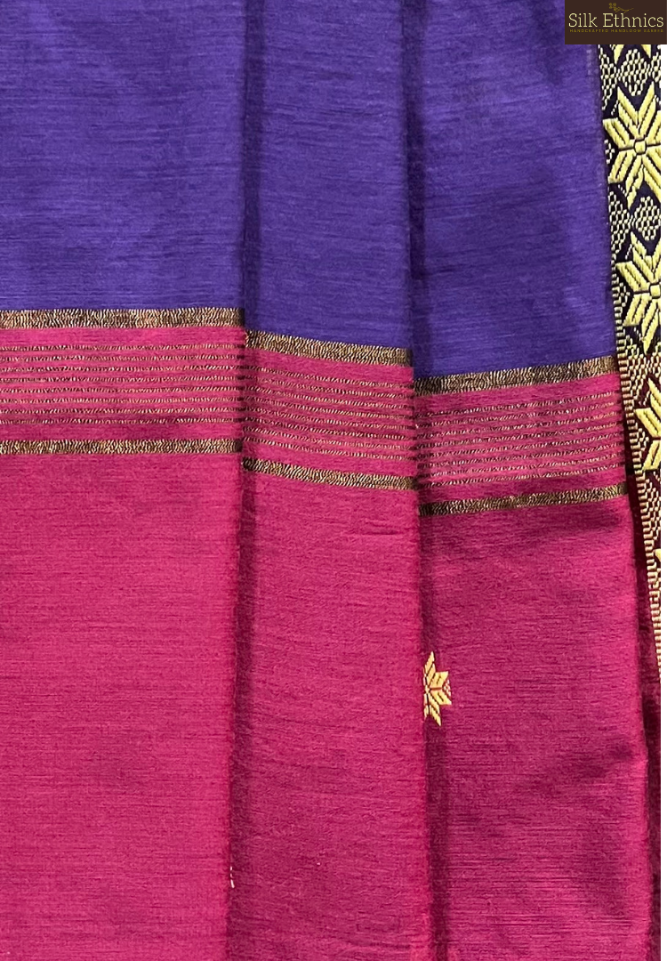 Purple Maheswari silkcotton saree