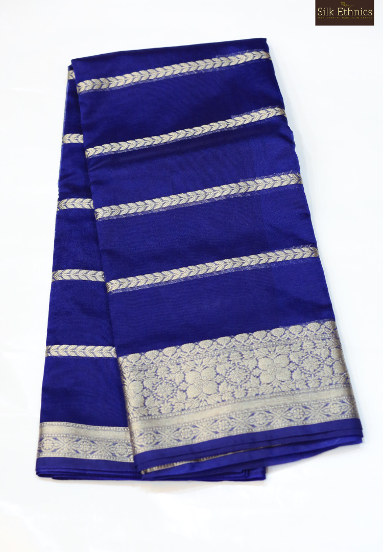 Indigo blue kora organza silk saree