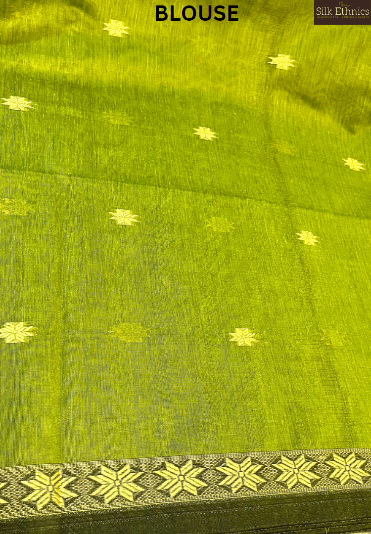 Spring green Maheswari silkcotton saree