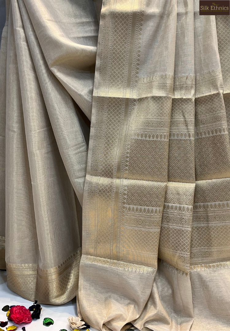 Golden zari tissue Banarasi saree