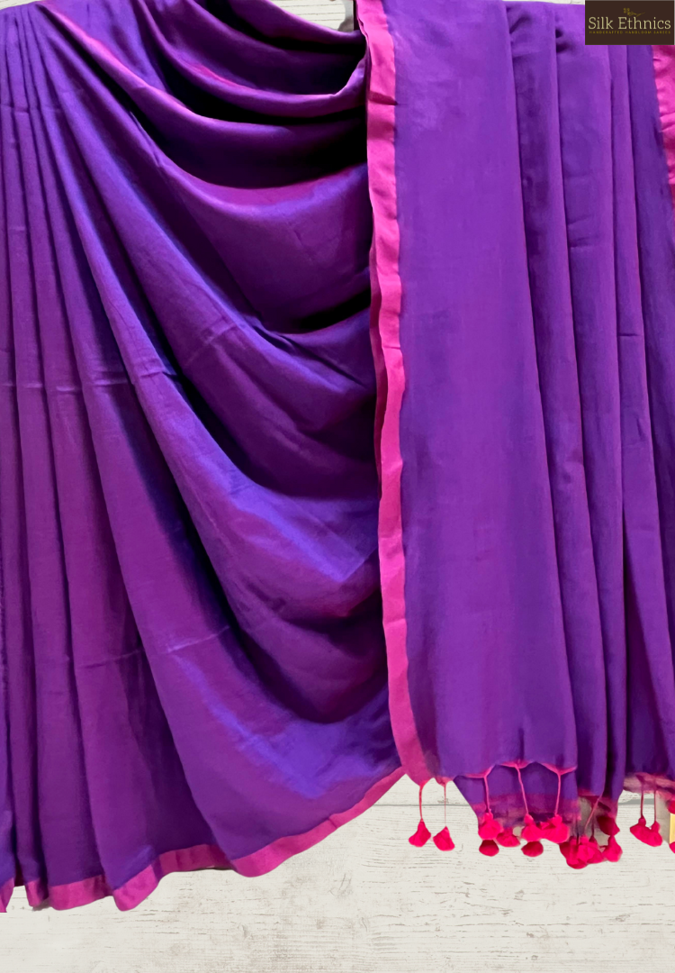 Vibrant Purple Pure handloom saree