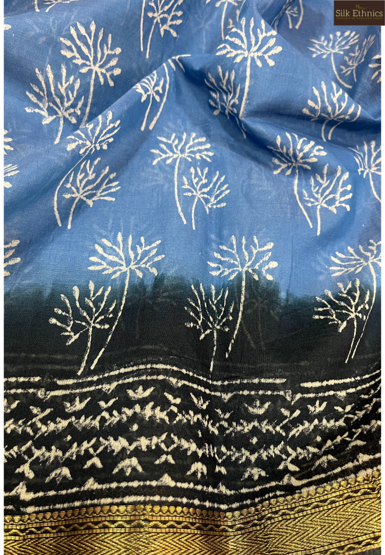 Electric blue Maheswari Silk saree