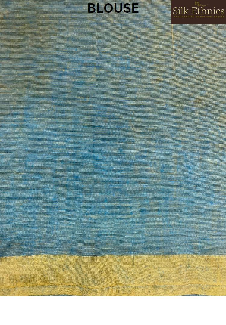 Cyan Blue pure Handloom saree