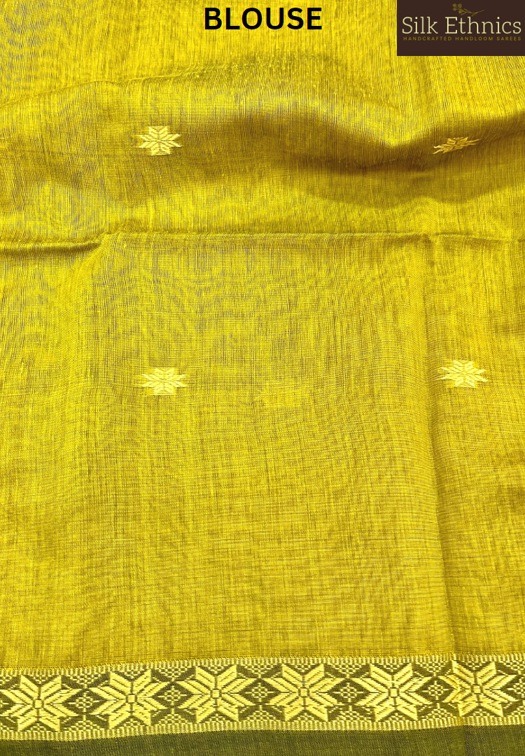 Golden yellow Maheswari silkcotton saree