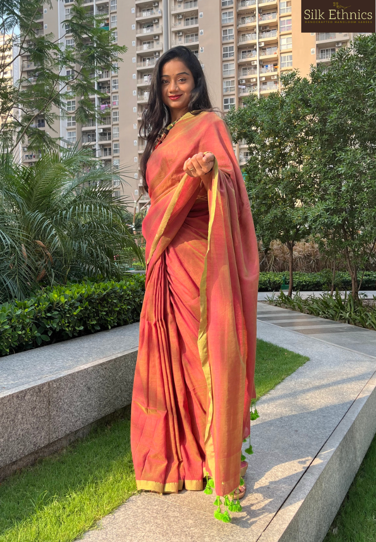 Onion Pink Pure Handloom saree