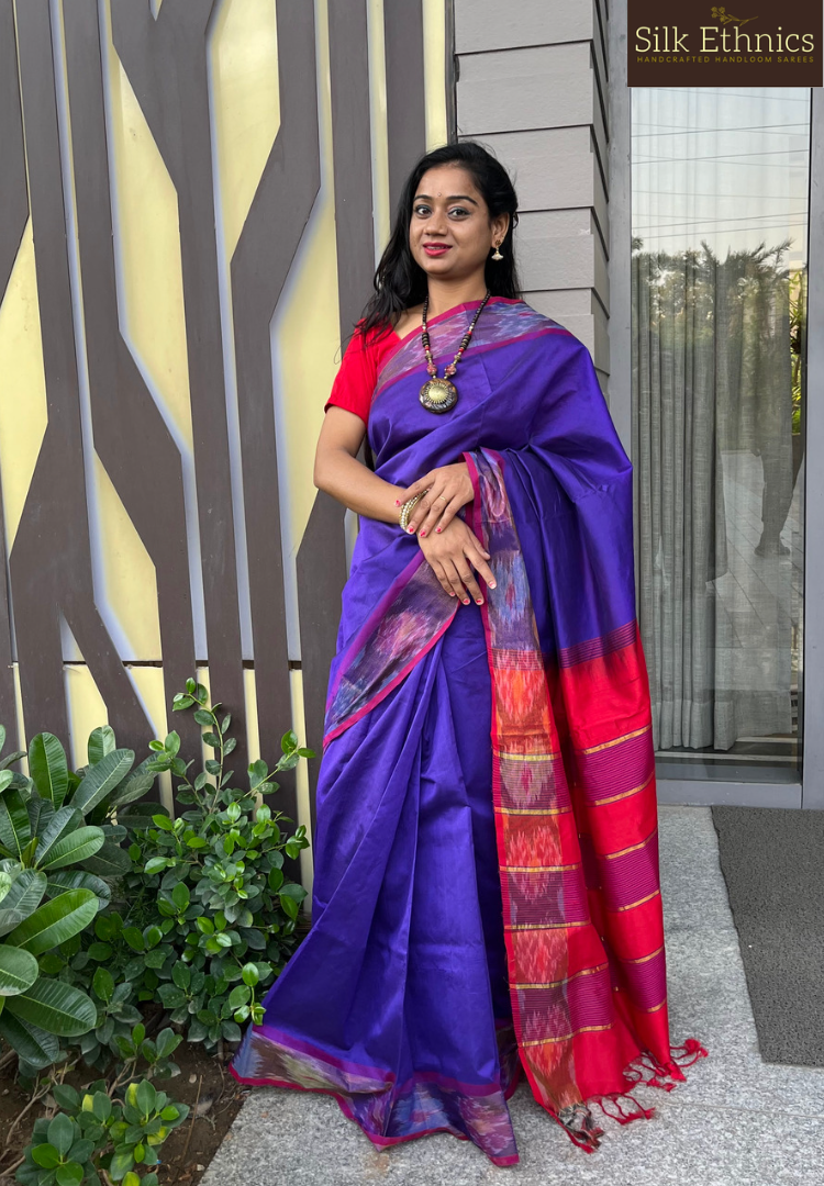 Royal purple Tripura silkcotton handloom saree