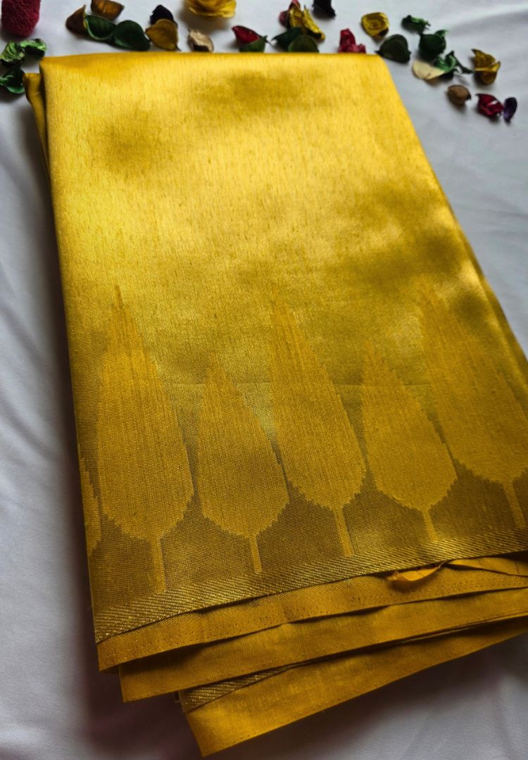 Woman wearing the Majestic Gold Banarasi soft silk saree - Silk Ethnics