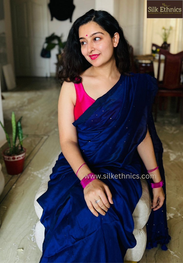 Royal Blue Pure Handloom saree