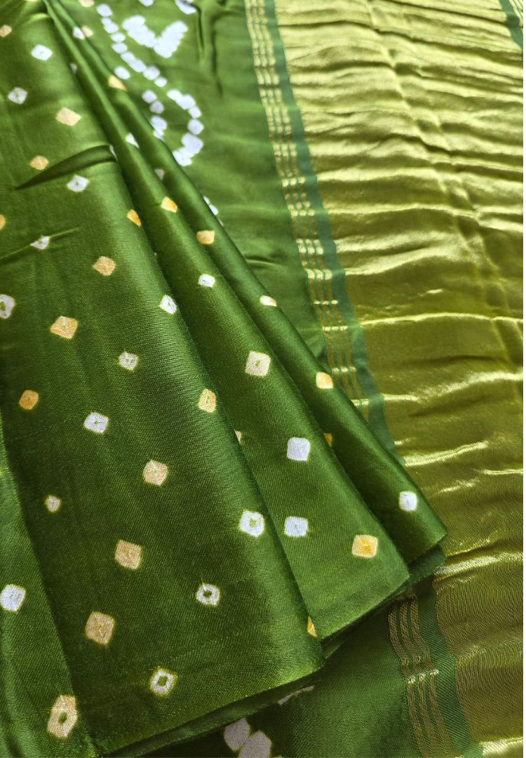 Pear green Tanvi modal silk Bandhej saree