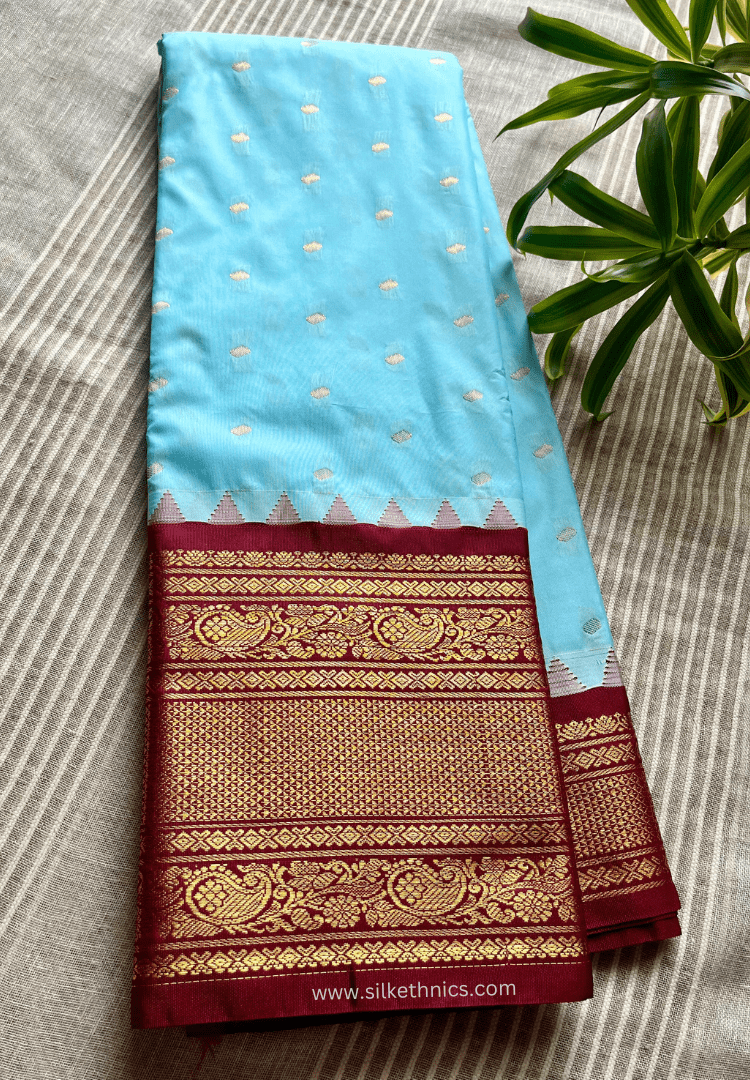 Gadwal Grace Blue Radiance silk saree