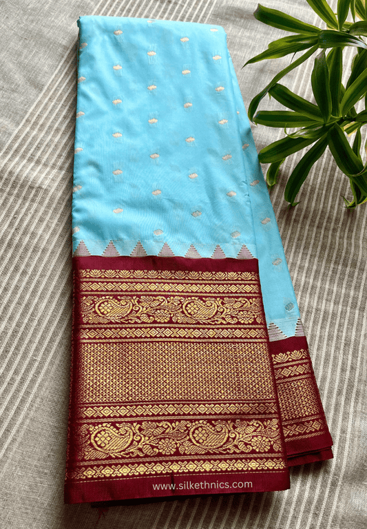 Gadwal Grace Blue Radiance silk saree