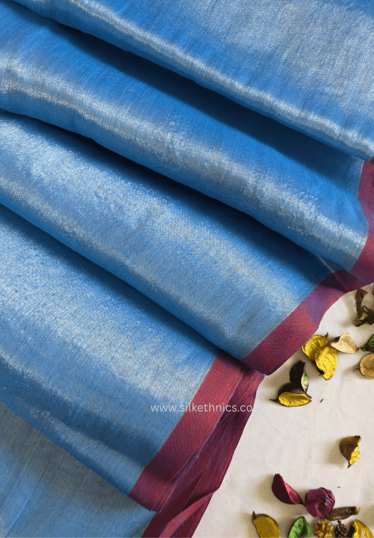 Sky blue Raaga handloom tissue saree - Neelambari