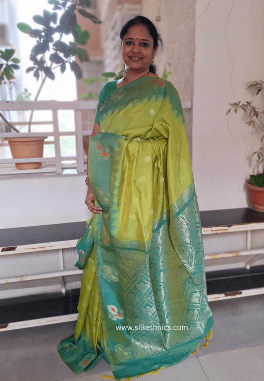 Pear green Madhuram soft silk saree