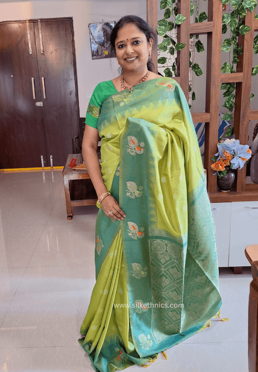 Pear green Coimbatore soft silk saree