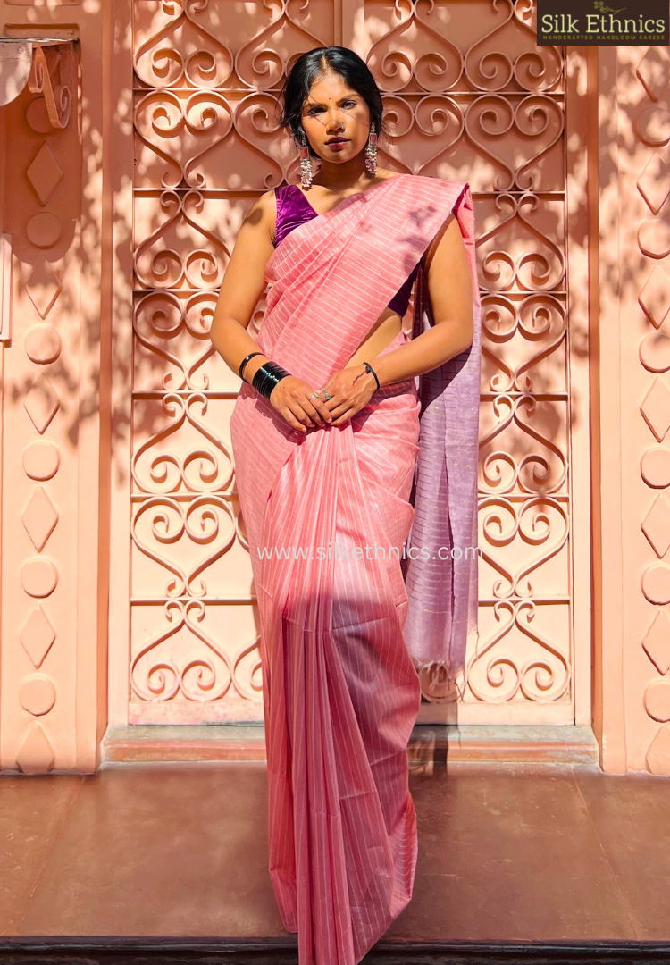 Pastel pink Kiara tussar silk Saree