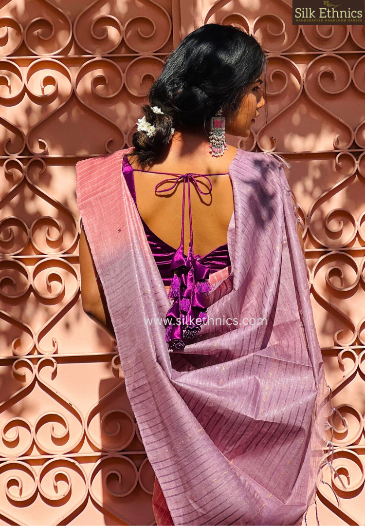 Pastel pink Kiara tussar silk Saree