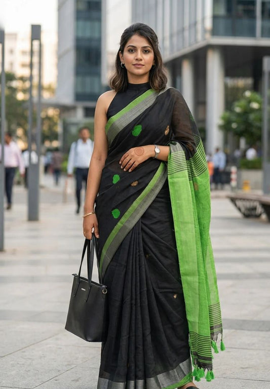 Black and green Nayika handloom saree