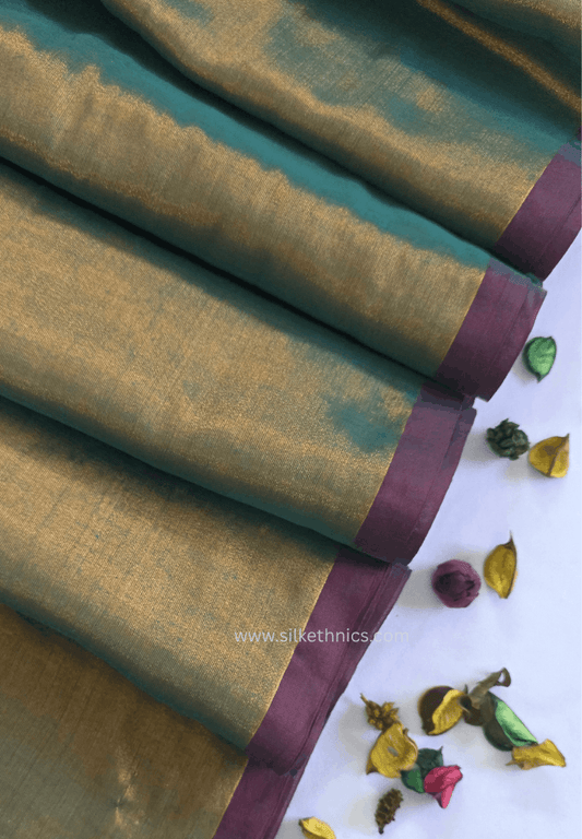 Antique Gold dualtone Raaga handloom tissue saree - Hiranya