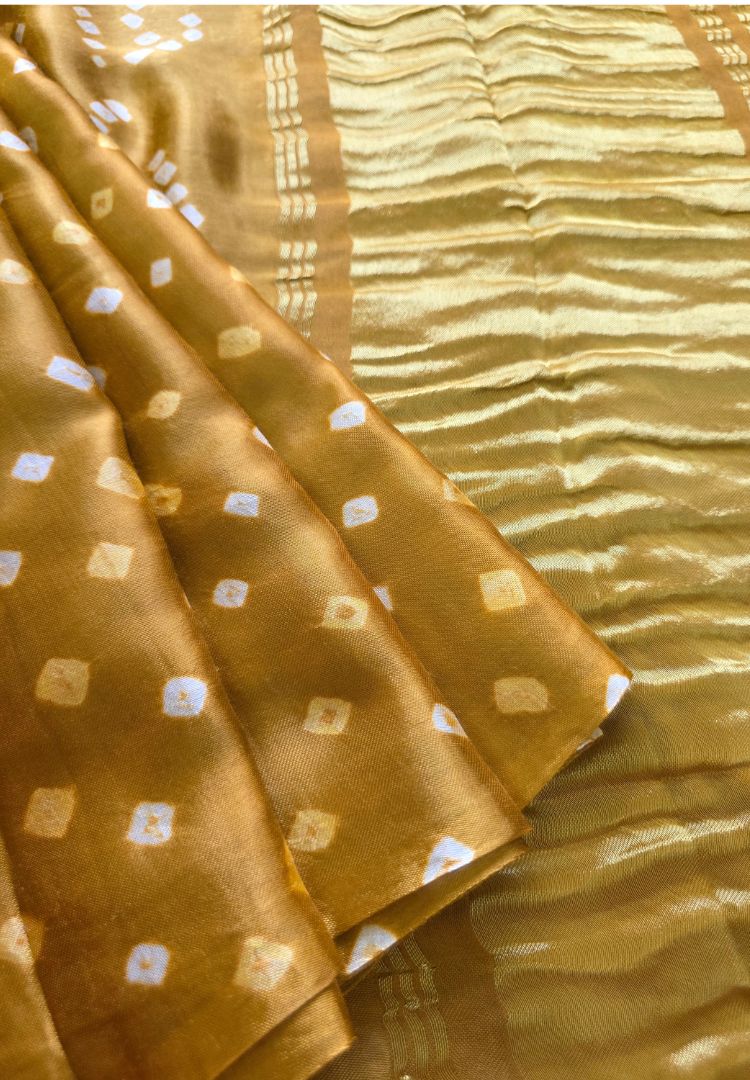 Mustard Yellow Tanvi modal silk Bandhej saree