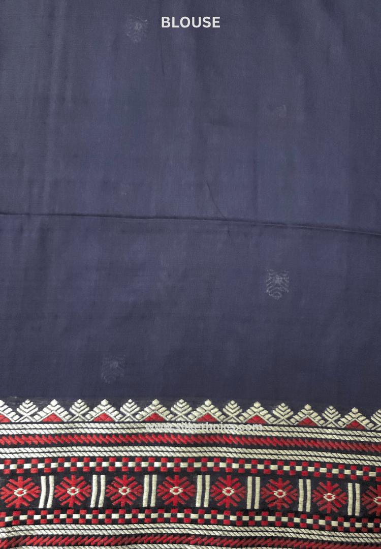 Navy blue Assam hand weaving cotton saree
