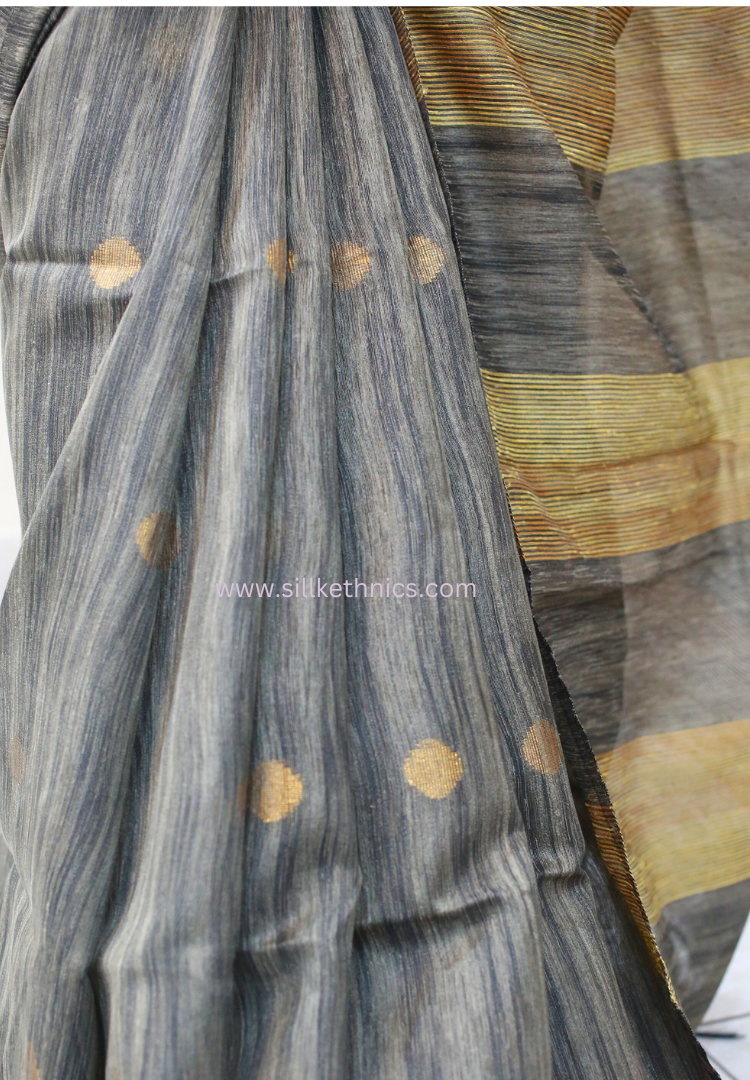 Classic Grey polka Sico saree