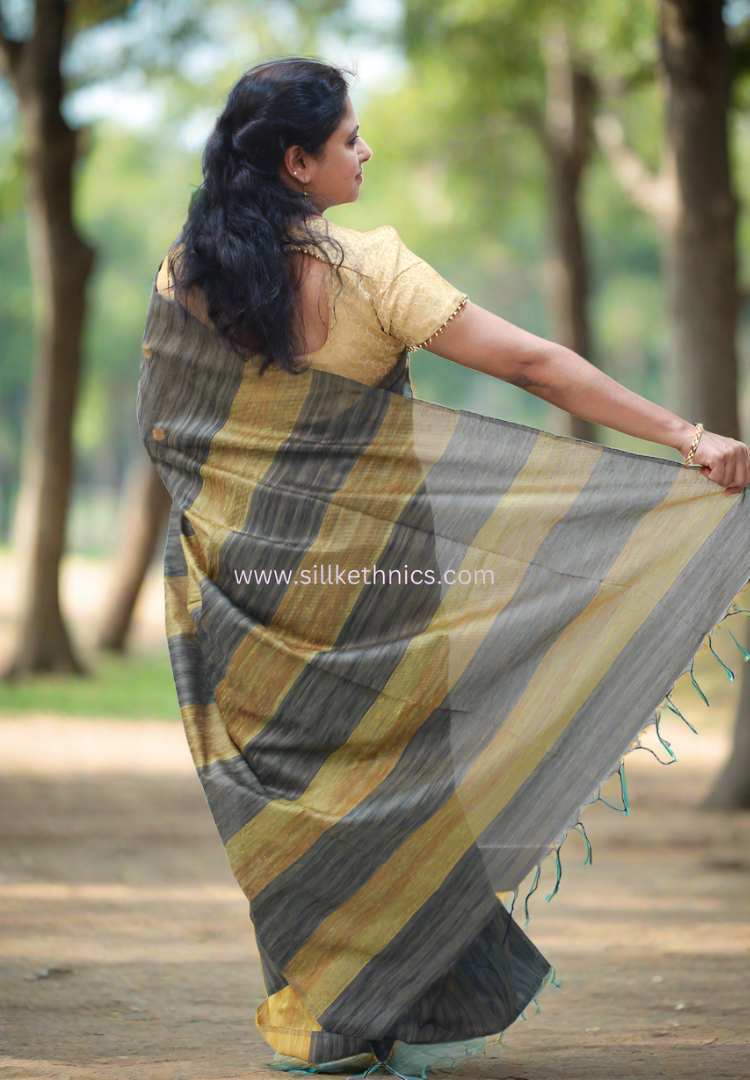 Classic Grey polka Sico saree