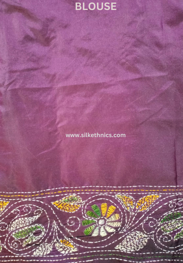 Dual tone purple hand embroidered saree