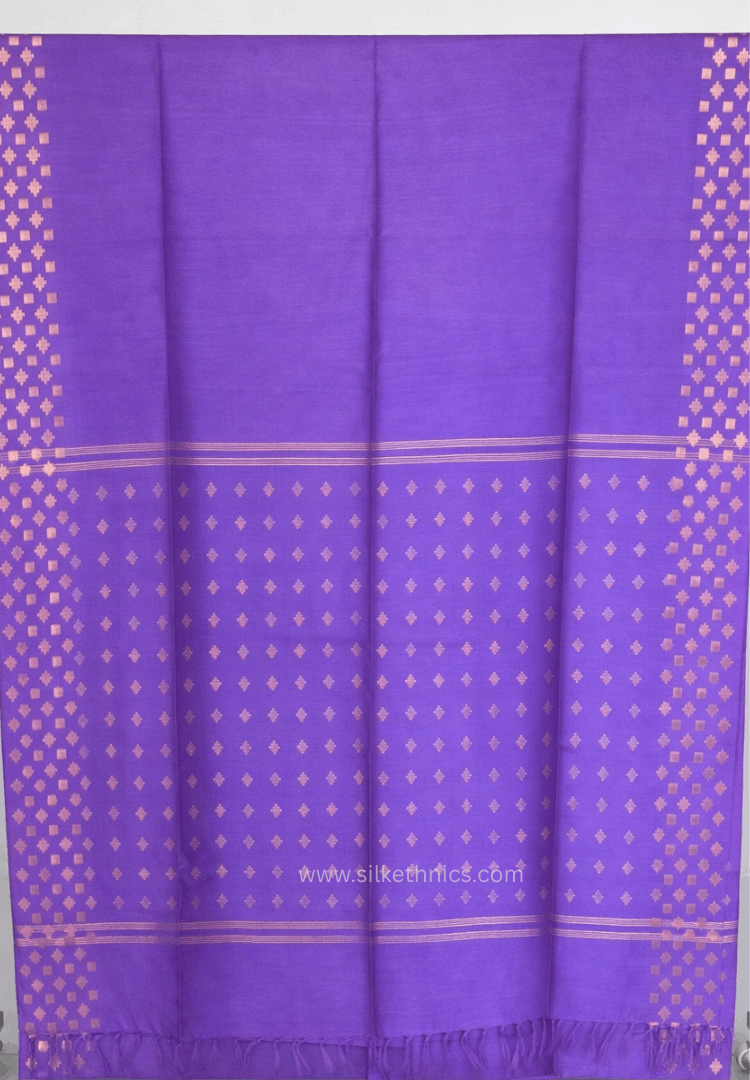 Deep Violet Kota Linen Silk cutwork saree