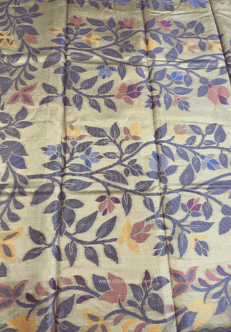 Beige Rajshahi silk saree