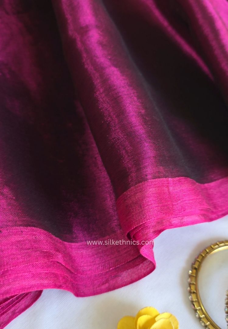 Raspberry Pink Raaga handloom tissue saree - Yashika