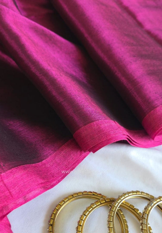 Raspberry Pink Raaga handloom tissue saree - Yashika